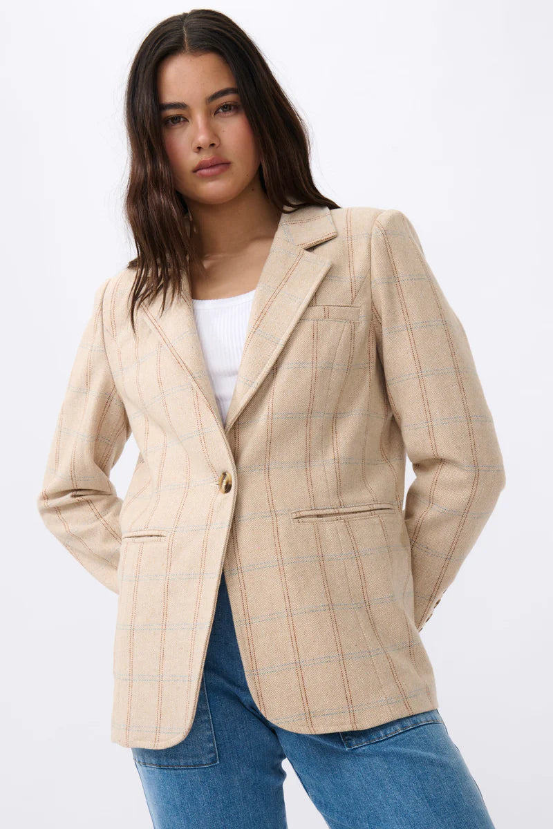 Kireina - Addison Blazer - Cream Check