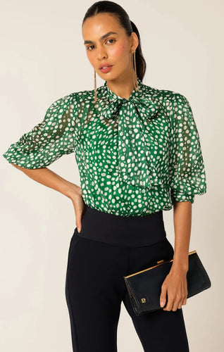 Sacha Drake - Gabrielle Blouse - Green White Spot