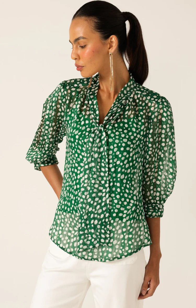 Sacha Drake - Gabrielle Blouse - Green Spot Lurex