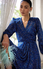 Load image into Gallery viewer, Sacha Drake - Shona Midi Wrap Dress - Cobalt Pink
