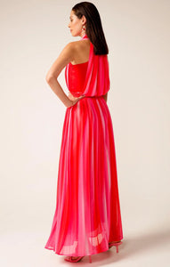 Sacha Drake | Thriller Plot Pleated Dress | Pink Red Ombre