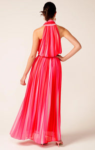 Sacha Drake | Thriller Plot Pleated Dress | Pink Red Ombre