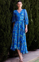Load image into Gallery viewer, Sacha Drake - Water Lily Wrap Dress - Cobalt Jade Floral
