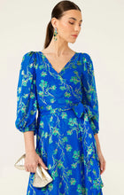Load image into Gallery viewer, Sacha Drake - Water Lily Wrap Dress - Cobalt Jade Floral
