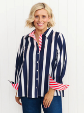 Load image into Gallery viewer, Liv &amp; Milly - Sardinia Shirt - Navy/White Stripe
