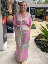 Load image into Gallery viewer, Lola - Aria Pink Blue Norman Satin Dress
