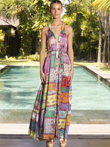 Lola - Jewel Silk Midi Dress - Lotus Lotus