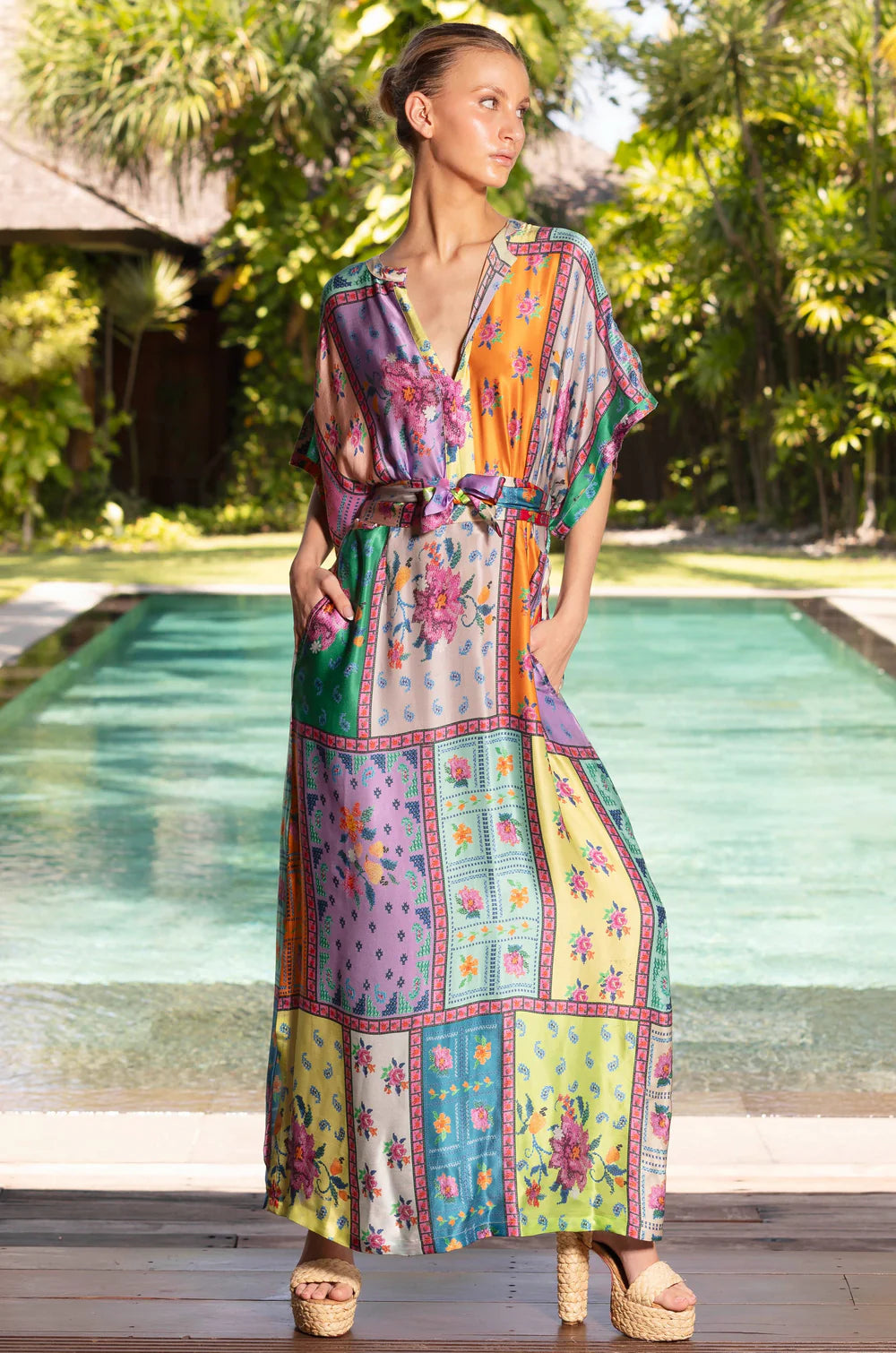lotus silk dress Lotus Silk Maxi Shirt Dress: Boho Chic Long Sleeve Dress