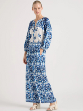 Load image into Gallery viewer, Lola - Shambala Marg Navy Silk Palazzo Pant
