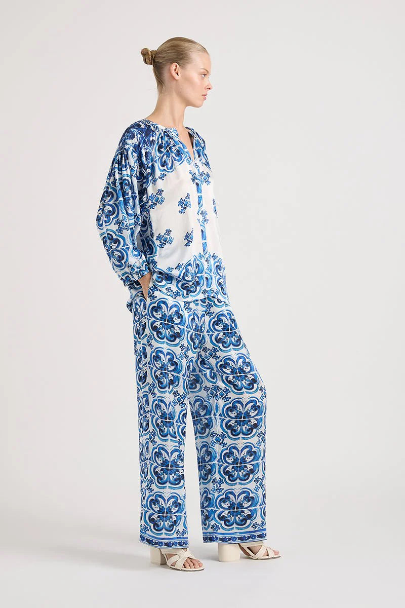 Lola - Shambala Marg Navy Silk Palazzo Pant