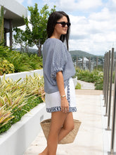 Load image into Gallery viewer, Luoni - Elke Shorts - White/Maritime Navy Starline
