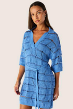 Load image into Gallery viewer, MOS - Clara Knit Kaftan Mini Dress - Blue Gleam
