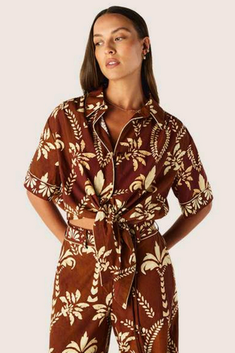 MOS - Deia Print Tie Front Shirt