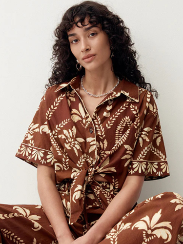 MOS - Deia Print Tie Front Shirt