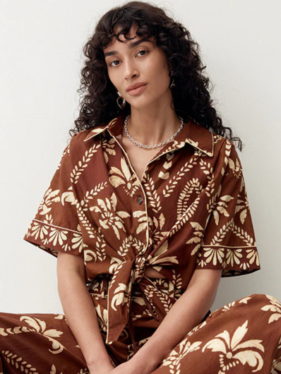MOS - Deia Print Tie Front Shirt
