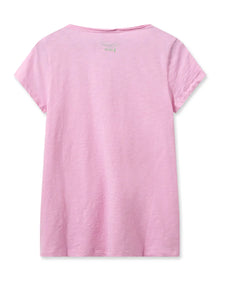 Mos Mosh - Tulli V-SS Tee - Begonia Pink