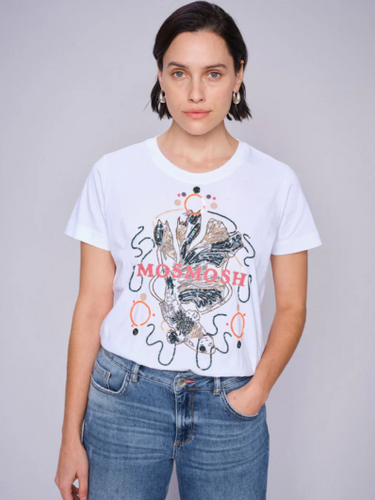 Mos Mosh - Hallin O-SS Deco Tee - White