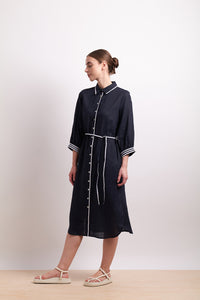 Neris - Ric Rac Shirt Dress - Indigo