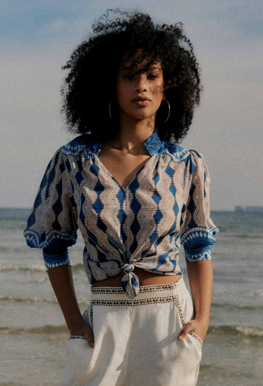 Once Was - Oleander Placement Blouse - Marrakech Topaz