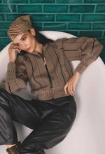 Load image into Gallery viewer, Once Was - Jeanne Bomber Jacket - Tan Chevron

