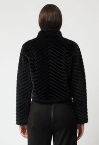 Once Was - Altair Faux Fur Cropped Jacket - Black