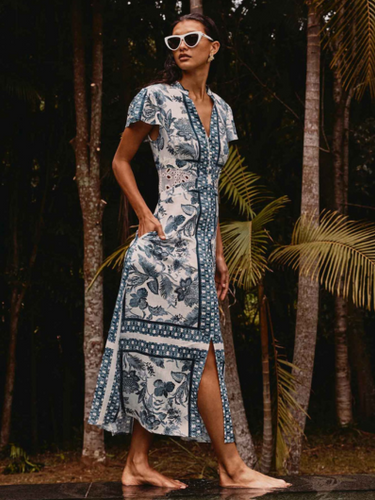 Once Was - Amoya Linen Flutter Sleeve Maxi