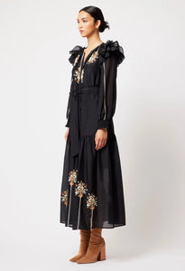 Once Was - Aquila Embroidered Maxi Dress - Black