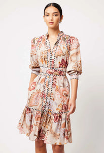 Once Was - Atlas Contrast Sleeve Dress - Aries Floral