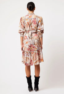 Once Was - Atlas Contrast Sleeve Dress - Aries Floral