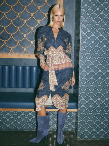Once Was - Phoenix Curved Dress - Oriental Print