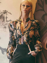 Load image into Gallery viewer, Once Was - Empress Shirred Shirt - Dragon Flower
