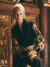 Load image into Gallery viewer, Once Was - Empress Silk Sleeve Knit - Black/Dragon Flower
