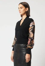 Load image into Gallery viewer, Once Was - Empress Silk Sleeve Knit - Black/Dragon Flower
