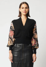 Load image into Gallery viewer, Once Was - Empress Silk Sleeve Knit - Black/Dragon Flower
