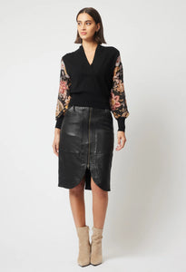 Once Was - Empress Silk Sleeve Knit - Black/Dragon Flower