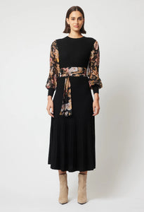 Once Was - Empress Wool Dress - Black/Winter Floral