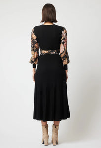 Once Was - Empress Wool Dress - Black/Winter Floral