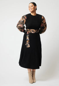 Once Was - Empress Wool Dress - Black/Winter Floral