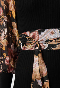 Once Was - Empress Wool Dress - Black/Winter Floral