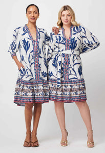 Once Was - Eudora Linen Viscose Dress - Palm Shadow