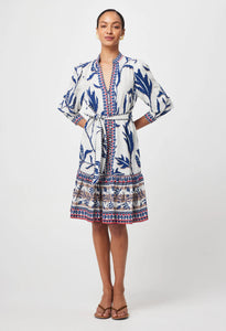 Once Was - Eudora Linen Viscose Dress - Palm Shadow