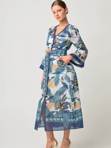 Once Was - Kimona Cotton Silk Coat Dress - Tukano Print