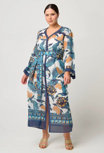 Once Was - Kimona Cotton Silk Coat Dress - Tukano Print