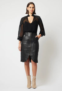 Once Was - Stella Leather Skirt - Black