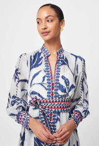 Once Was - Tierra Cotton Silk Dress - Palm Shadow