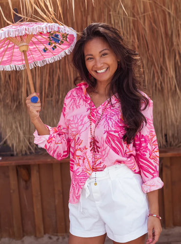Place Du Soleil - Rosa Pink Orange Coral Blouse