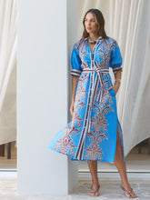 Load image into Gallery viewer, State Of Embrace - Robe Dress - Blue Deco Stripe
