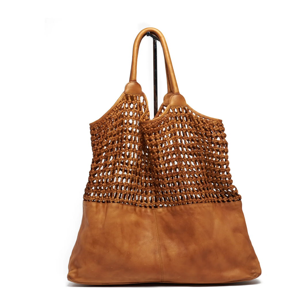 Rugged Hide - Hyams Large Woven Tote - Tan