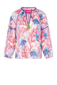 Place Du Soleil - Blue Fish Coral Top