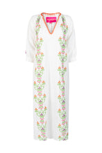 Load image into Gallery viewer, Place Du Soleil - White Green Cotton Embroidered Dress
